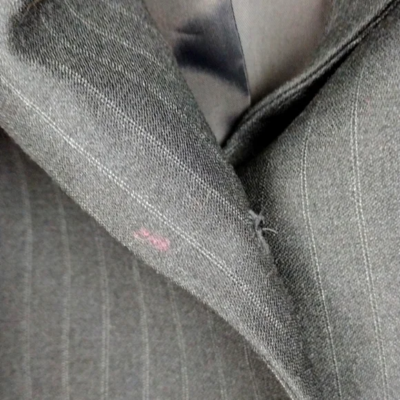 Calvin Klein Black Pinstripe One Notch Two Button Front Long Sleeve Crop Blazer - Picture 12 of 13